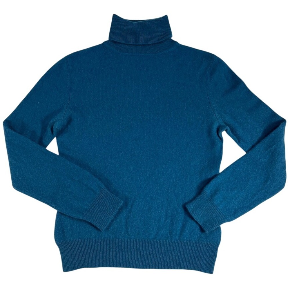 Apt. 9 Womens 100% Cashmere Turtleneck Sweater Teal Blue M Long Sleeve Preppy